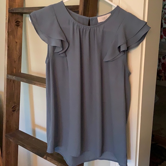 LOFT Outlet Tops - LOFT Outlet, Cornflower Blue Flutter Sleeve Top, Size XS